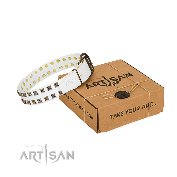 Top rate full grain genuine leather dog collar crafted for your pet