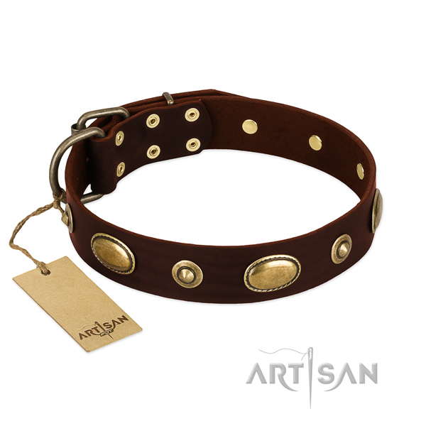 Exquisite full grain genuine leather collar for your four-legged friend