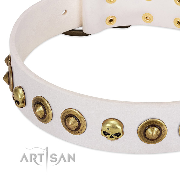Exquisite decorations on leather collar for your canine