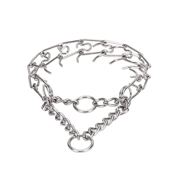 Corrosion-proof stainless steel prong collar for ill behaved canines