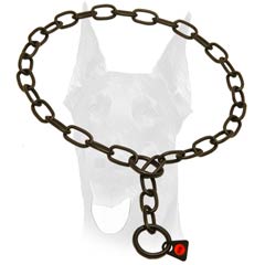 Black stainless steel collar for Doberman