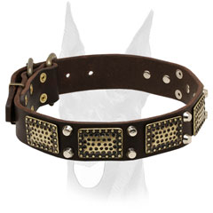 Extra wide leather Doberman collar