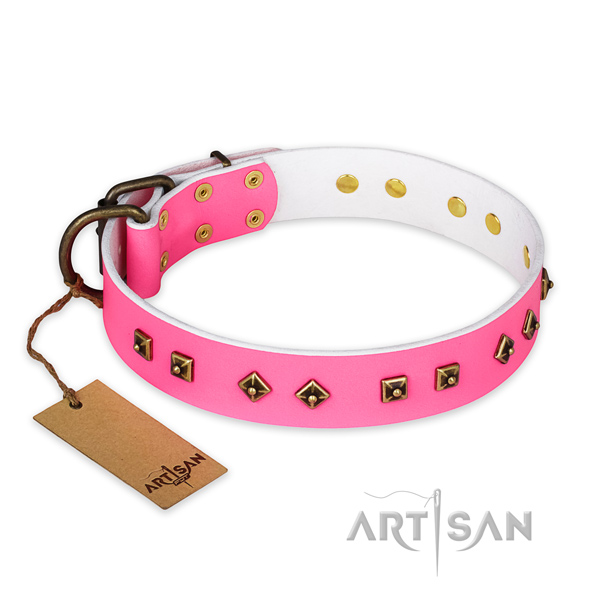 Exquisite design studs on full grain genuine leather dog collar