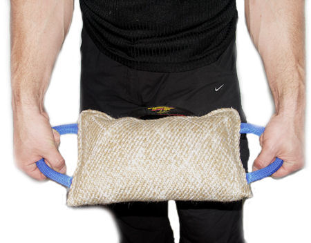 Easy of Use Jute Bite Pillow - 3 handle bite tug for young dogs