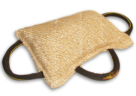 Easy of Use Jute Bite Pillow - 3 handle bite tug for young dogs