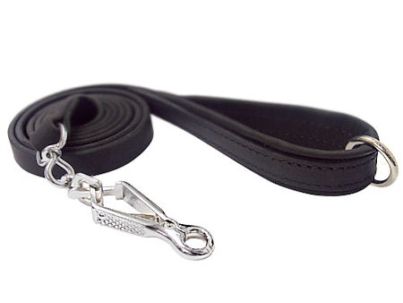 Flat Leather Leash 3/4",6FT,quick release snap hook for Doberman