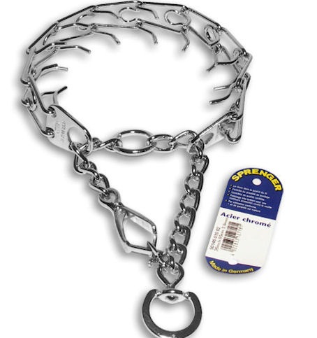 Chrome Pinch Prong Collar w/h Quick Release for Doberman 1/8 inch (3.25 mm)