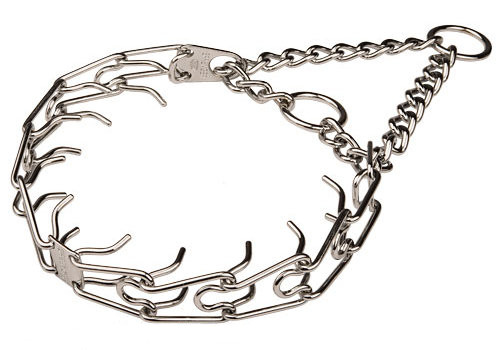 Doberman pinch prong collar of Chrome Plated Steel - 1/8 inch (3.25 mm) link diameter