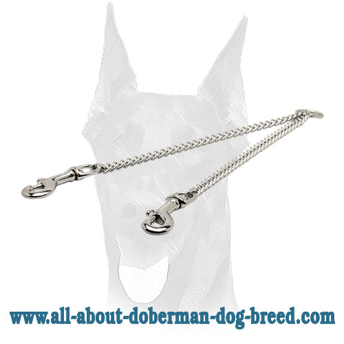 Chrome Plated Steel Doberman Coupler for Walking 2 dogs