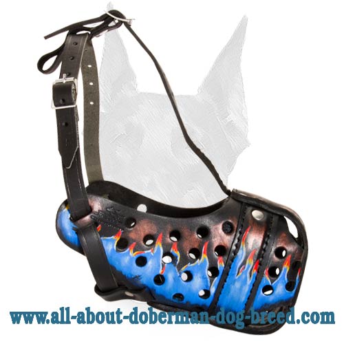 Handpainted leather agitation Doberman muzzle