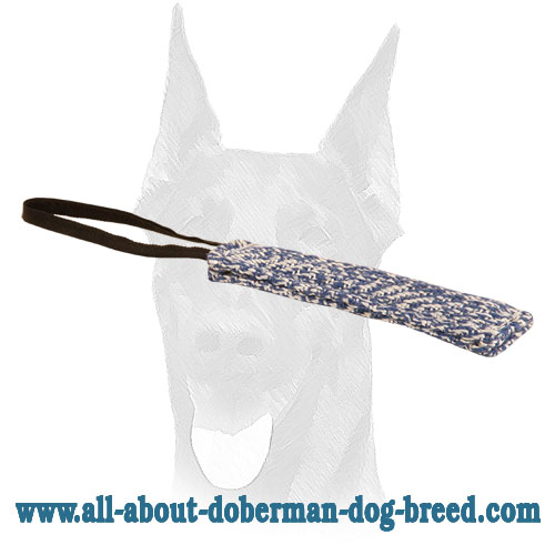 Narrow Doberman bite tug of French Linen