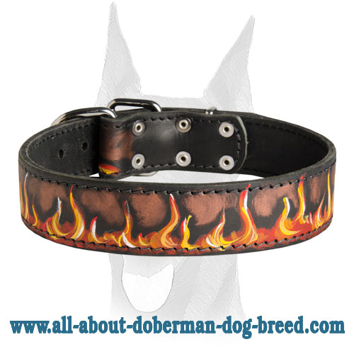 Unique style leather handpainted collar for Doberman