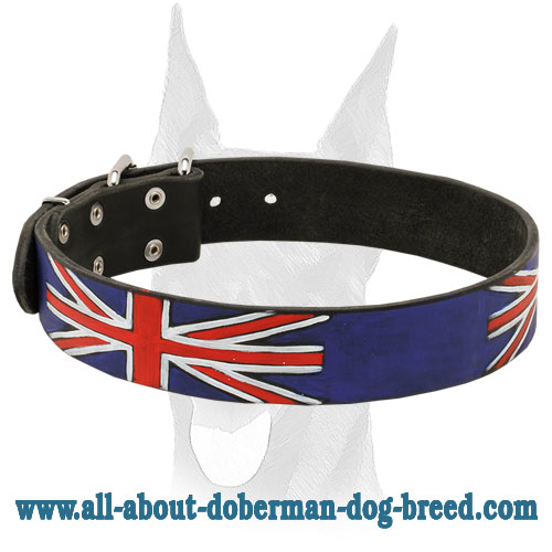 Luxury style United Kingdom Pride leather Doberman collar