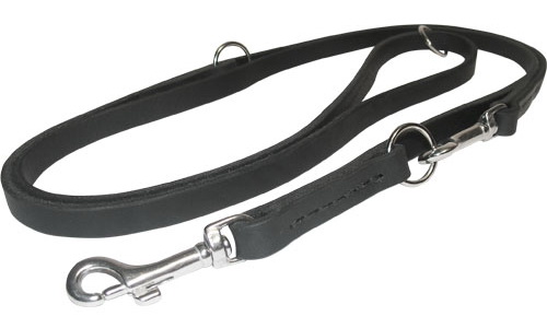 Multitask durable leather Doberman leash with two snap hooks and