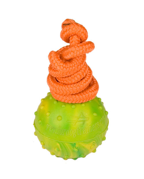 High quality rubber Doberman training ball on string 2 inch (5 cm)