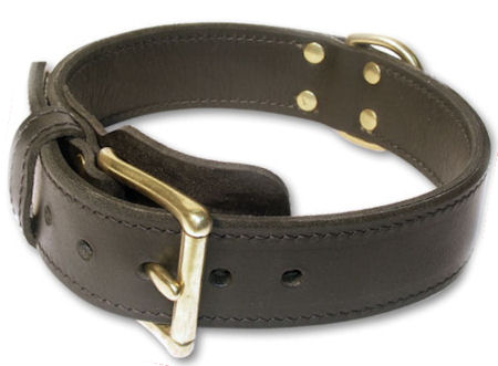 Heavy 2-Ply leather dog collar for Doberman