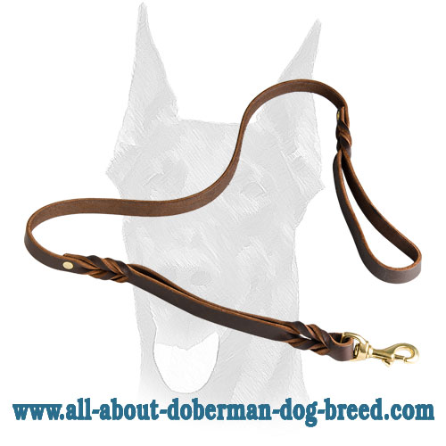 Leather Dog Leash With Extra Handle for Your Doberman
