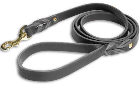 Doberman Leather Dog Leash Double Braided 3/4 Inch