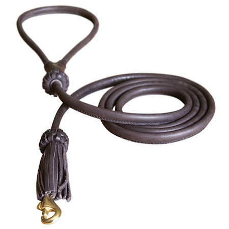 1/2 inch Leather Round Dog Leash for Doberman