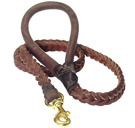 Slot Braided Leather Leash for Doberman