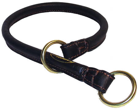 Special Tubular Leather Dog Collar in BLACK for Doberman