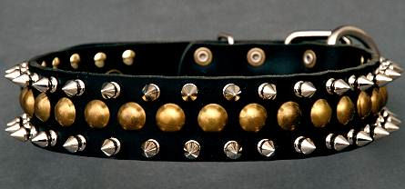 Studded Latigo Leather Dog Collar for Doberman