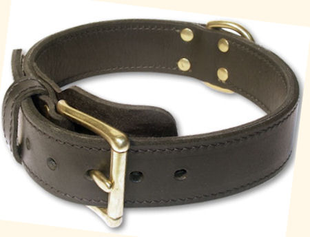 Tac-Black Leather Agitation Collars for Doberman training - Click Image to Close