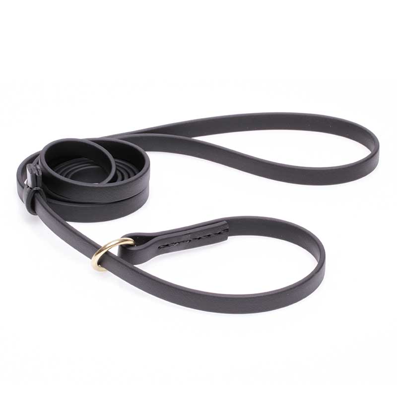 Black Biothane Doberman Leash and Collar Combo