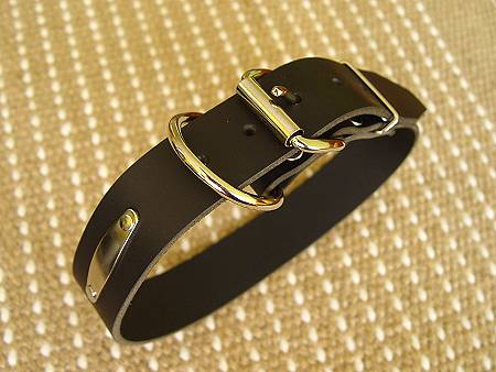 Leather dog collar for Doberman with free id tag