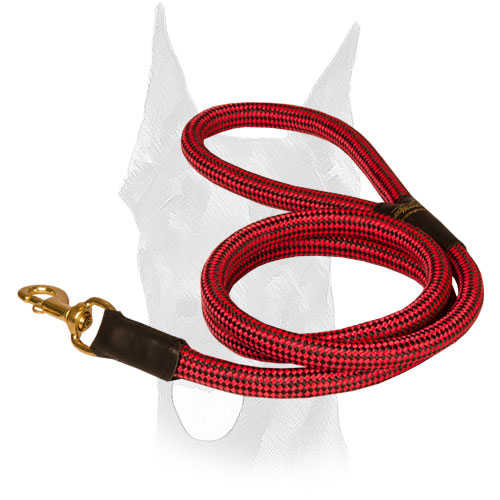Cord nylon Doberman leash decorated with chess ornament