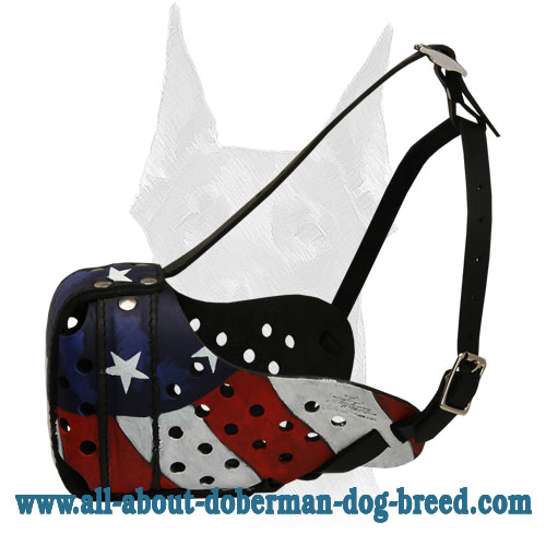 American Pride handpainted leather Doberman muzzle