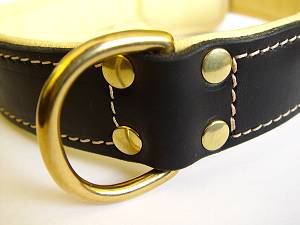 dog collar padded leather napa