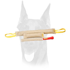 Soft comfy handles for easy usage of jute Doberman bite tugs