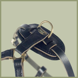 Tac-Black Leather Padded Tracking Harness for Doberman 