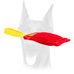 Pocket toy of French Linen with a comfy handle for Doberman