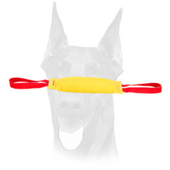 French Linen bite tug with two comfy handles for Doberman