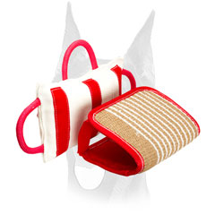Jute bite pillow with replacable cover for Doberman training